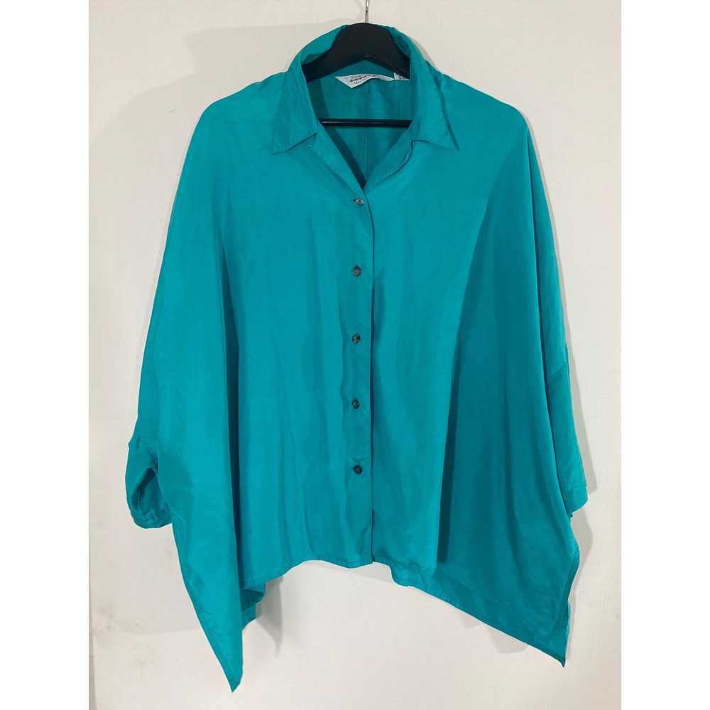 Express Silk Blouse Size 3 Excellent Oversized Handkerchief Hem Vintage